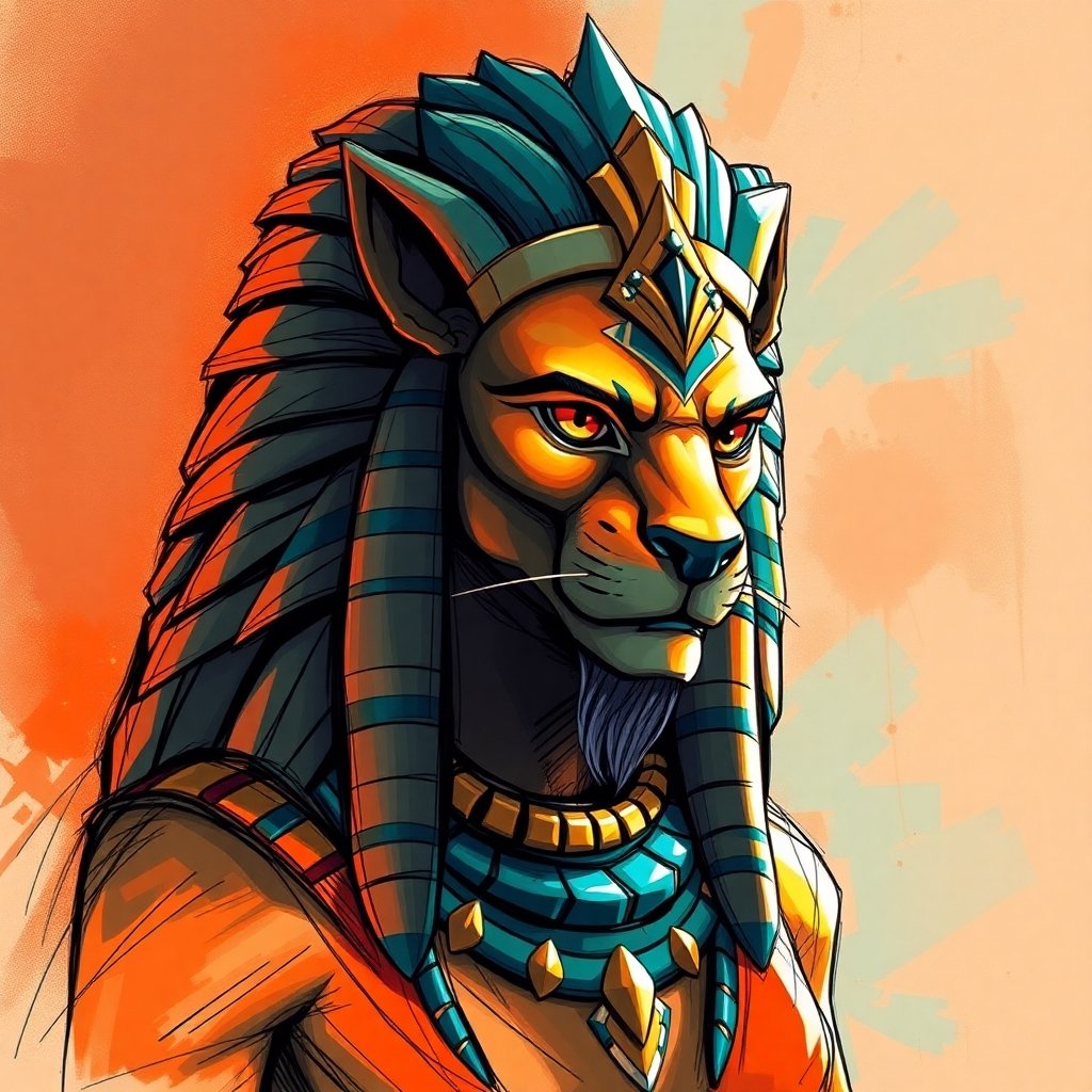 Sekhmet, the lion-headed goddess of war in Egyptian mythology.