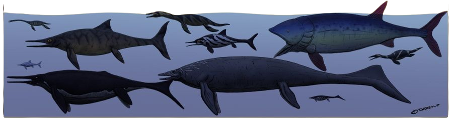 Prehistoric Wildlife Species underwater