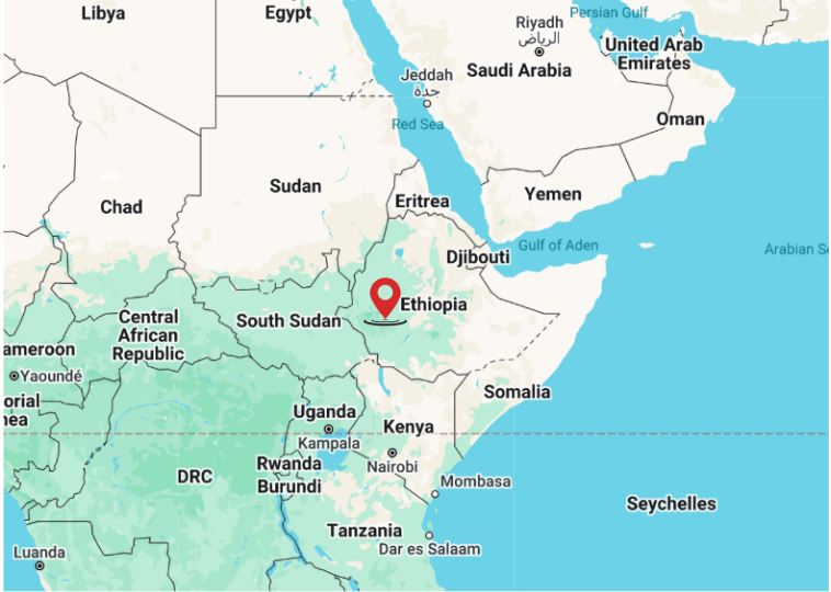 MAP LOCATION of Ethiopia where lucy's bones were found