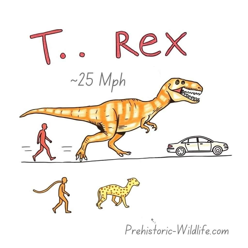 Tyrannosaurus, Car, Human, Cheetah Speed Comparison Infographics